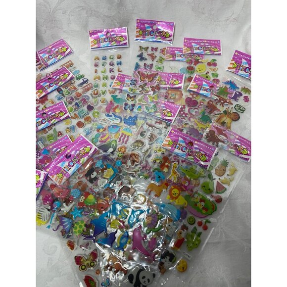 10 Packs of New in Packages Stickers Kids Animals Veggies Autos - Picture 1 of 4